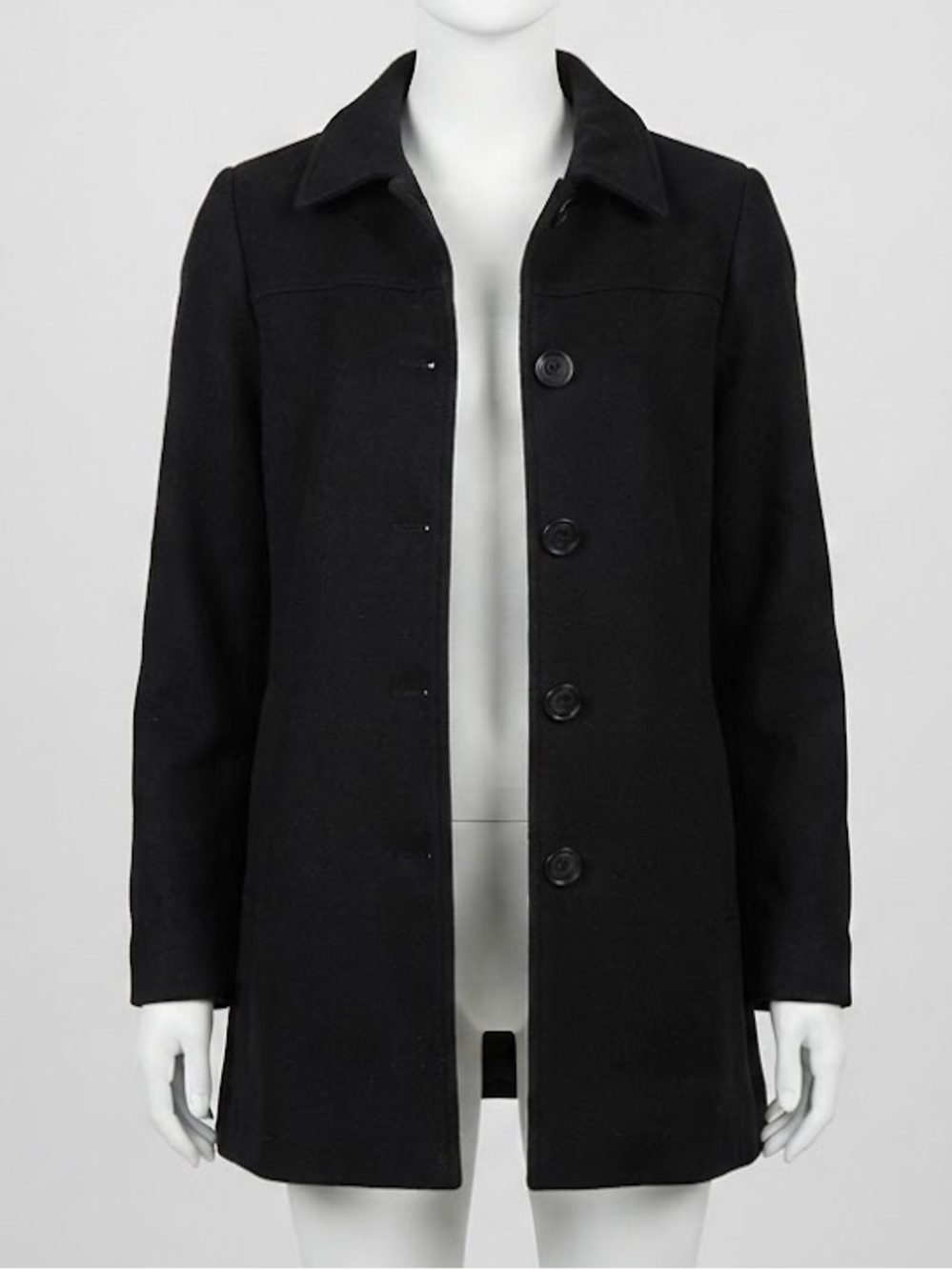 Eddie Bauer Black Wool Collar Button Coat